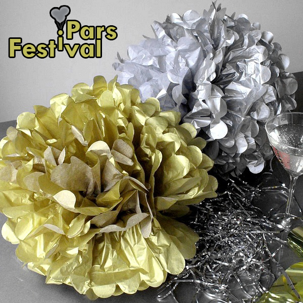 گل کاغذی طلایی (پام پام-POM POM) - قطر 25 سانت  