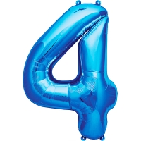 بادکنک فویلی عدد 4 (عدد چهار) آبی - 32 اینچ - طرح ساده