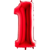 بادکنک فویلی عدد 1 (عدد یک) قرمز - 40 اینچ - با قابلیت گاز هلیوم - سوپر شیب 