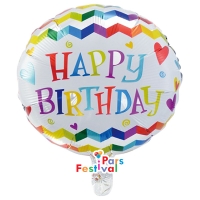 بادکنک فویلی تولد مبارک 32 (Happy Birthday) زمینه رنگین کمان - فویلی گرد