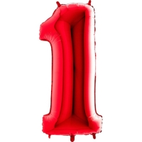 بادکنک فویلی عدد 1 (عدد یک) قرمز - 32 اینچ - طرح ساده 