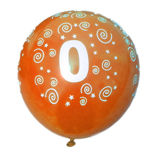 بادکنک لاتکسی عدد 0 (عدد صفر) نارنجی - 3 عدد