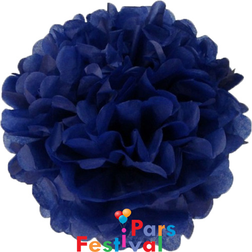 گل کاغذی  آبی پررنگ (پام پام-POM POM) - قطر 30 سانت