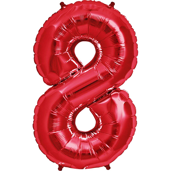 بادکنک فویلی عدد 8 (عدد هشت) قرمز - 40 اینچ - با قابلیت گاز هلیوم - سوپر شیب 