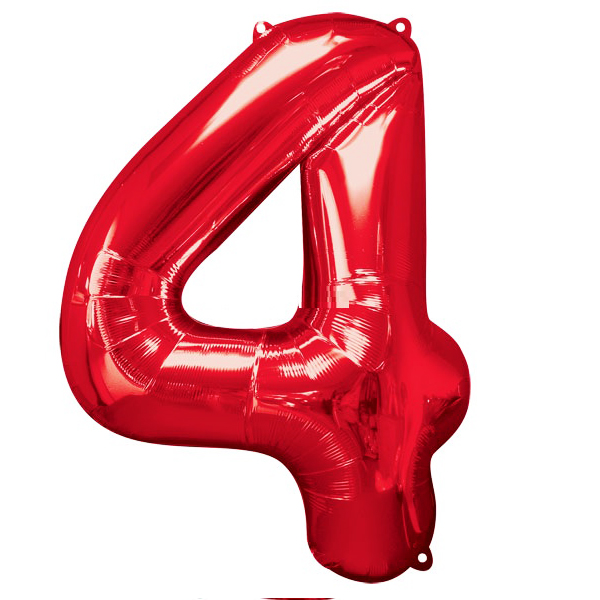 بادکنک فویلی عدد 4 (عدد چهار) قرمز - 40 اینچ - با قابلیت گاز هلیوم - سوپر شیب 