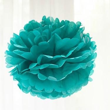 گل کاغذی فیروزه ای (پام پام-POM POM) - قطر 30 سانت 