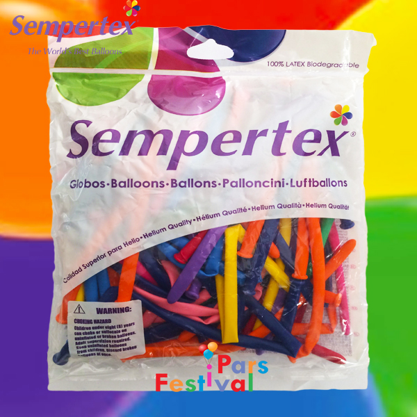 بادکنک ماری رنگارنگ 260 سمپرتکس Sempertex - تعداد در بسته 50 عدد