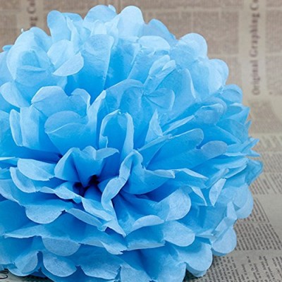 گل کاغذی  آبی آسمانی (پام پام-POM POM) - قطر 15 سانت