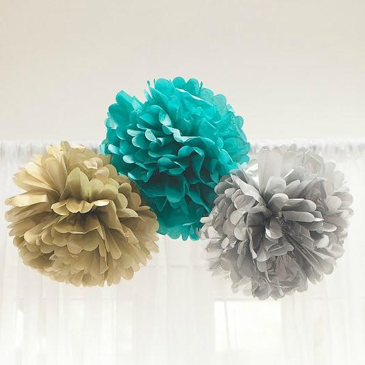 گل کاغذی نقره ای (پام پام-POM POM) - قطر 25 سانت  