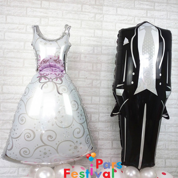 بادکنک فویلی عروس و داماد سایز بزرگ سوپر شیپ ( 1 عدد عروس و 1 عدد داماد)