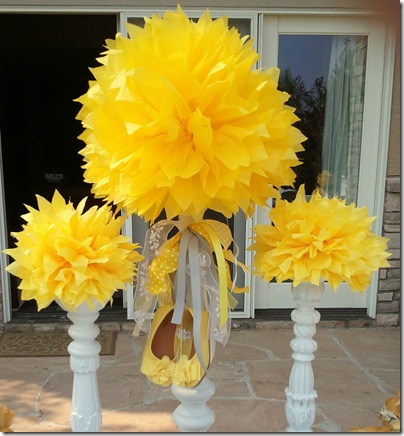گل کاغذی زرد (پام پام-POM POM) - قطر 30 سانت