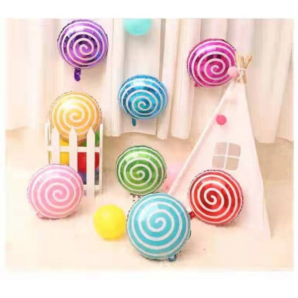 بادکنک فویلی گرد طرح آبنباتی Lollipop - رنگ طلایی - گرد 18 اینچ