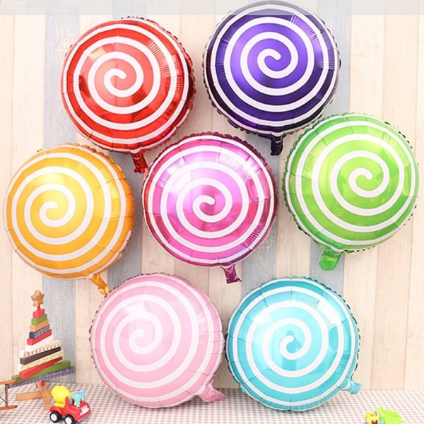 بادکنک فویلی گرد طرح آبنباتی Lollipop - رنگ طلایی - گرد 18 اینچ