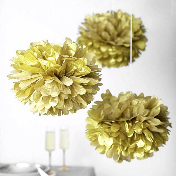 گل کاغذی طلایی (پام پام-POM POM) - قطر 45 سانت  
