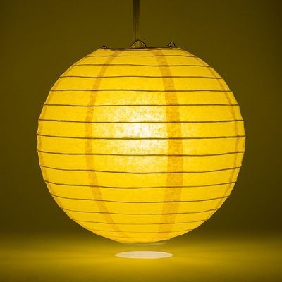 لوستر کاغذی زرد روشن (زرد لیمویی) - قطر 35 سانت