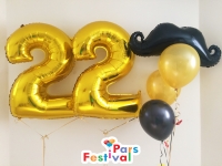 نمونه 312 - دسته بادکنک هلیومی با تم سیبیل برای تولد 22 سالگی