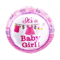 بادکنک فویلی تبریک فرزند دختر 04 - بی بی گرل It's a Baby Girl- فویلی گرد 18 اینچ