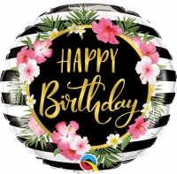 بادکنک فویلی تولد مبارک 39 طرح گل (Happy Birthday Flower ) - فویلی گرد 18 اینچ- کوالاتکس آمریکا