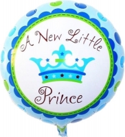 بادکنک فویلی تاج (پرنس) آبی پسرانه - تبریک فرزند پسر  A New Little Prince - گرد 18 اینچ