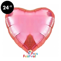 بادکنک فویلی ساده قلبی صورتی - 24 اینچ (60 سانت)