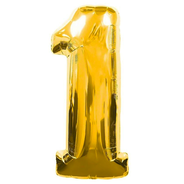 بادکنک فویلی عدد 1 (عدد یک) طلایی - 40 اینچ -  با قابلیت گاز هلیوم - سوپرشیپ