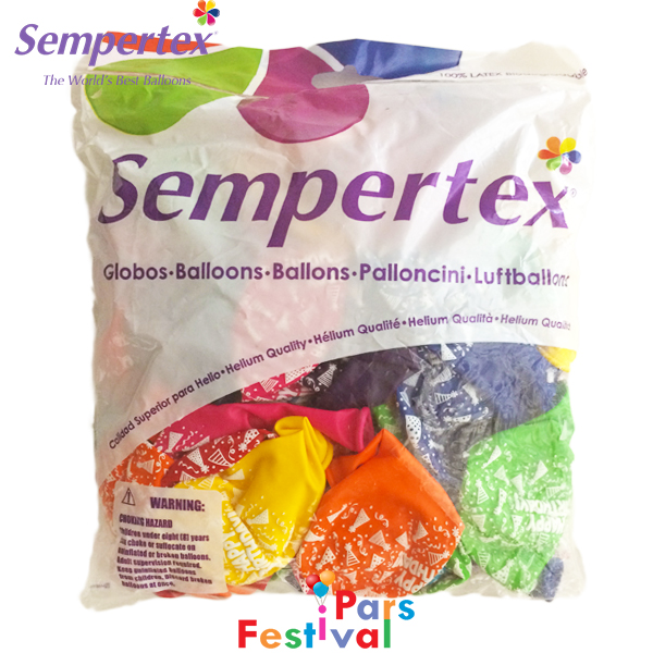 بادکنک طرح تولد مبارک برند سمپرتکس 12 اینچ  Sempertex -  تعداد در بسته 50 عدد