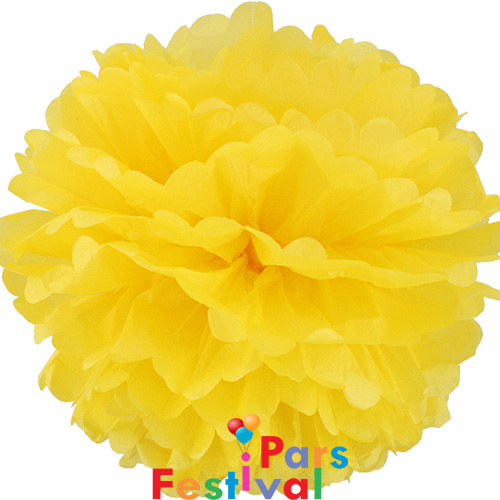 گل کاغذی زرد (پام پام-POM POM) - قطر 30 سانت