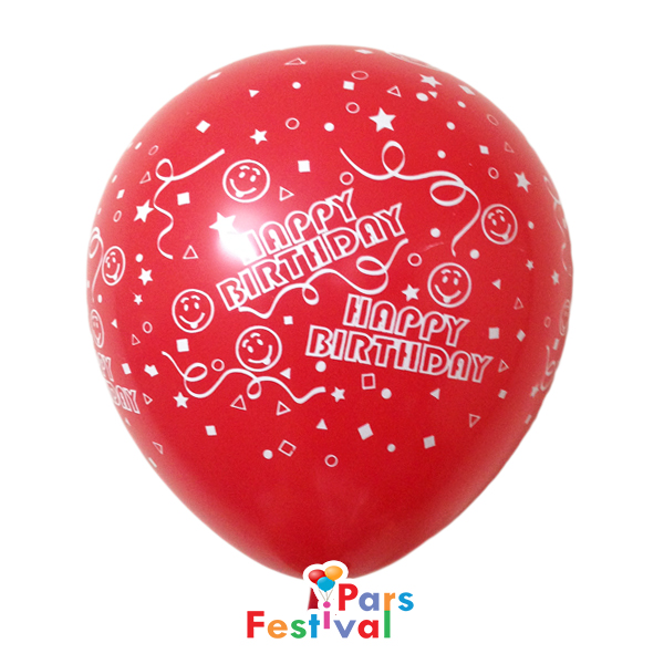 بادکنک قرمز ساده (مات) لاتکسی تایلندی - 12 اینچ - 6 عدد - طرح تولد مبارک Happy Birthday - کد EN204 