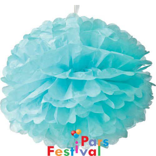 گل کاغذی آبی یخی Ice Blue (پام پام-POM POM) - قطر 25 سانت