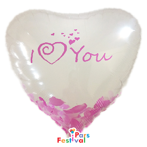 بادکنک فویلی (پلاستیک) قلب شفاف با طرح I Love You 