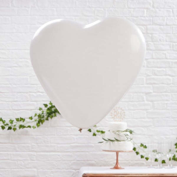 بادکنک سفید ساده (مات) لاتکسی تایلندی (سفید یخچالی) شکل قلب - 12 اینچ -  6 عدد Heart Shape