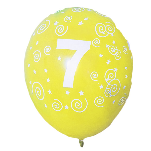 بادکنک لاتکسی عدد 7 (عدد هفت) زرد - 3 عدد