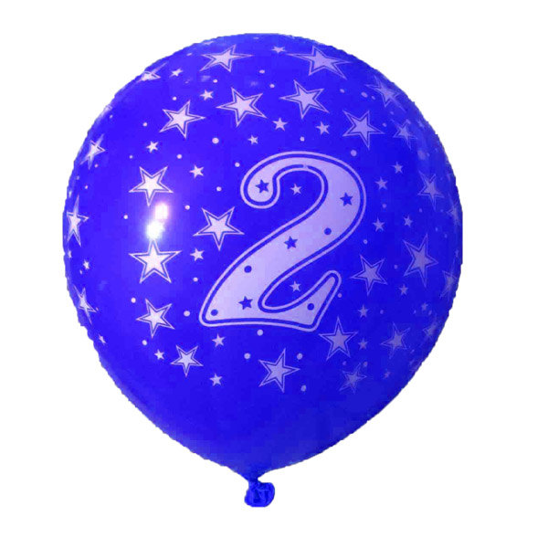 بادکنک لاتکسی عدد 2 (عدد دو) آبی - 3 عدد
