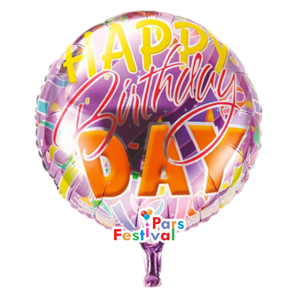 بادکنک فویلی تولد مبارک 28 (Happy Birthday DAY) زمینه بنفش - فویلی گرد 18 اینچ 