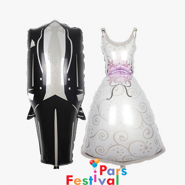 بادکنک فویلی عروس و داماد سایز بزرگ سوپر شیپ ( 1 عدد عروس و 1 عدد داماد)