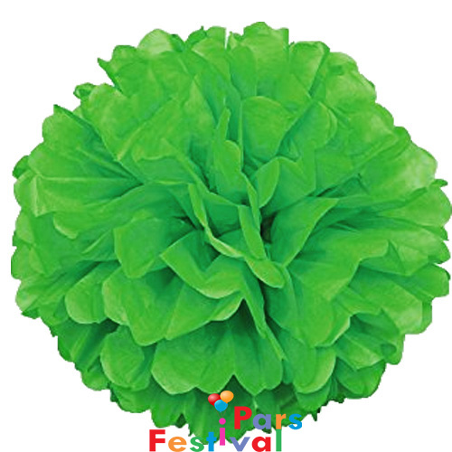 گل کاغذی سبز چمنی (پام پام-POM POM) - قطر 25 سانت 