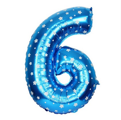 بادکنک فویلی عدد 6 (عدد شش) یا عدد 9 (عدد نه)  آبی - 32 اینچ - دارای طرح ستاره 