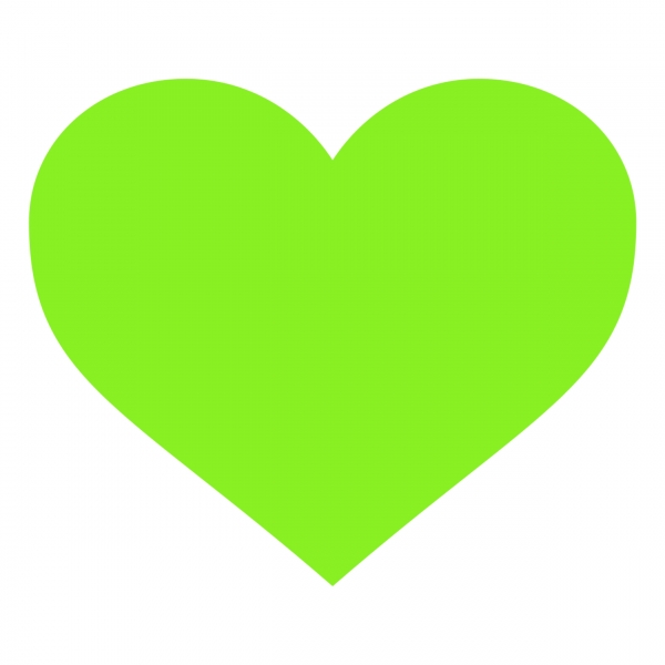 پانج قلب سبز روشن 12 عدد - 2.5 اینچ