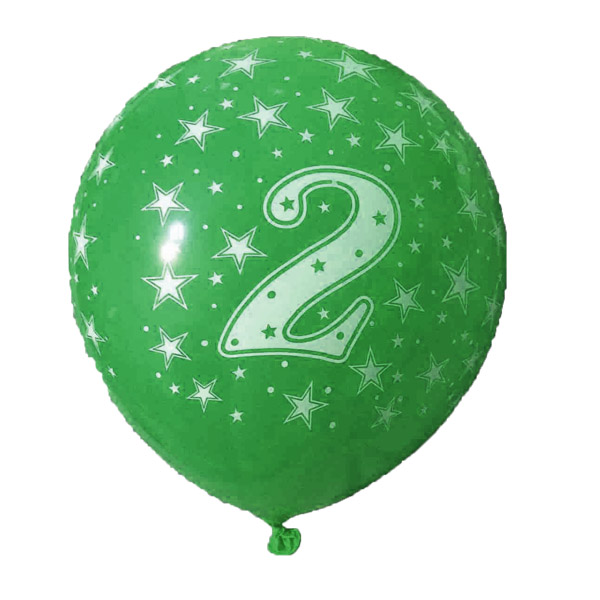 بادکنک لاتکسی عدد 2 (عدد دو) سبز - 3 عدد