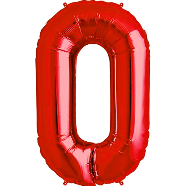 بادکنک فویلی عدد 0 (عدد صفر) قرمز - 40 اینچ - با قابلیت گاز هلیوم - سوپر شیب 